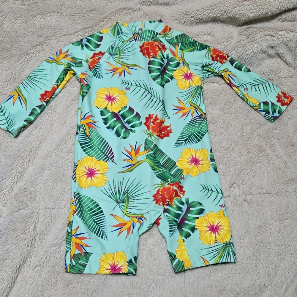 Upandfast Rash Guard Swim swimsuit tropical floral, 12m - 18m